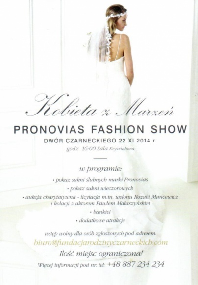 Charytatywny pokaz mody Styl życia, LIFESTYLE - Przed nami wyjątkowe wydarzenie ze świata wielkiej mody. Do zobaczenia będą dwie kolekcje sukien hiszpańskiej firmy Pronovias. Pokaz mody ma charakter dobroczynny i dochód z niego zostanie przeznaczony na potrzeby białostockiego hospicjum dla dzieci.