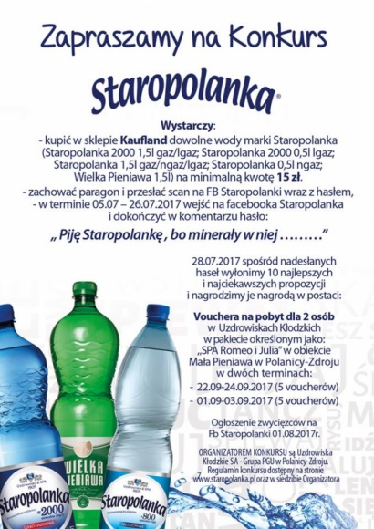 Pij Staropolankę, wygrywaj i w uzdrowisku wypoczywaj Styl życia, LIFESTYLE - Konkurs Staropolanki w sieciach sklepów Kaufland.