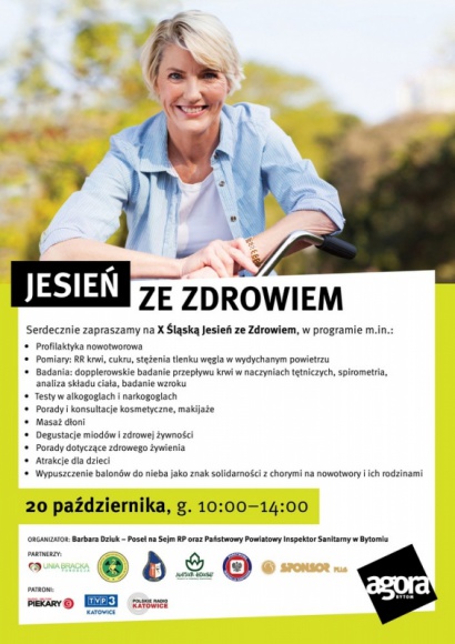 Skorzystaj z bezpłatnych badań i porad zdrowotnych w Agorze Bytom Styl życia, LIFESTYLE - 20 października galeria handlowa Agora Bytom zaprasza na bezpłatne badania profilaktyczne, porady zdrowotne i kosmetyczne, a także promocję zdrowej żywności w ramach 10. edycji ,,Śląskiej Jesieni ze Zdrowiem’’. Początek o godz. 10.00. Wstęp wolny.