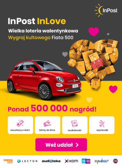 INPOST – WSPÓŁPRACA Z FIAT, LIDL PODRÓŻE, X-KOM Styl życia, LIFESTYLE - Loteria InPost in Love na Walentynki