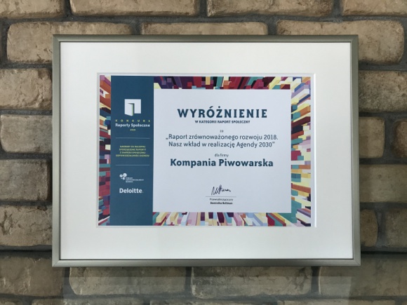 Raport CSR Kompanii Piwowarskiej wyróżniony w konkursie na raporty